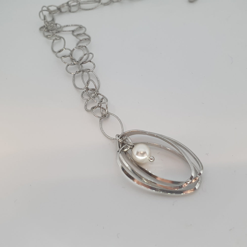 Designer Sterling Silver and Pearl Necklace