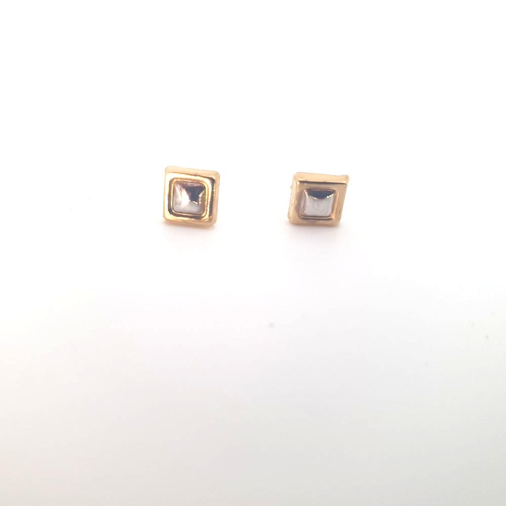 9ct Yellow Gold and Silver Stud Earrings