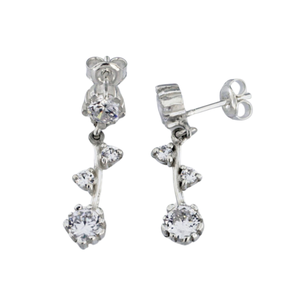 Sterling Silver Earrings Set With Cubic Zirconia.