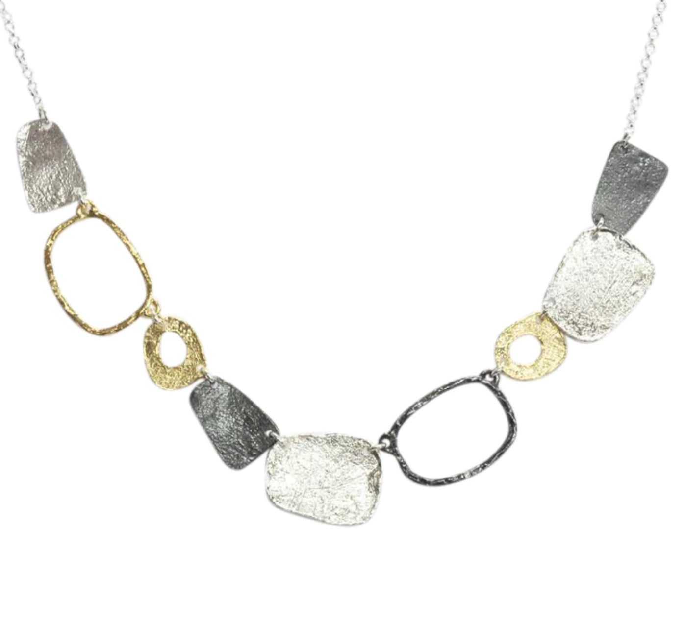 Three tone Abstract silver necklace 19136