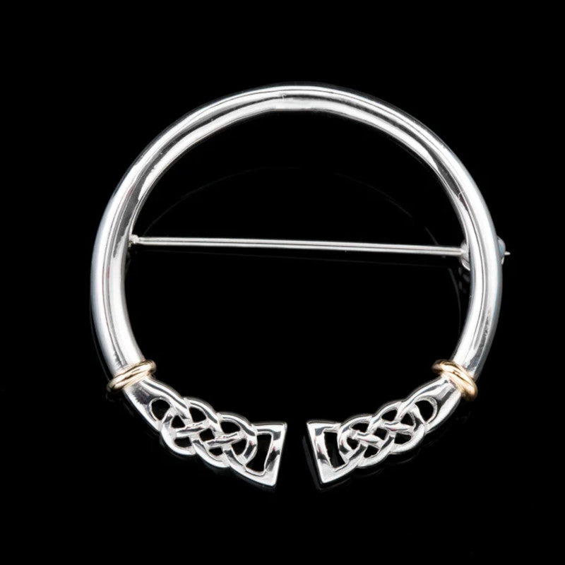 Celtic Sterling Silver or 9ct Yellow Gold Round Brooch  - B360