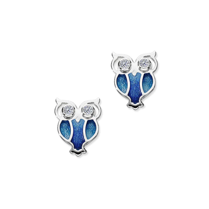 Nature In Flight Sterling Silver Stud Earrings With Enamel and Zirconias - ECE24