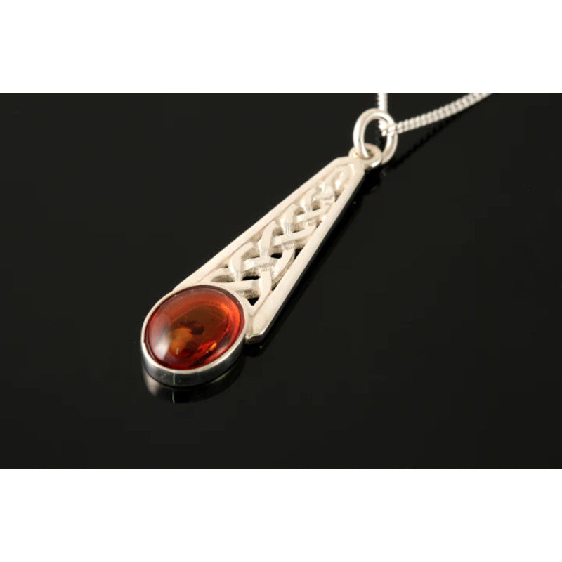 Celtic Knotwork Sterling Silver or 9ct Yellow Gold Pendant With Amber or Amethyst - AP150