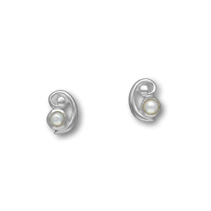 Flourish Sterling Silver Stud Earrings With Pearl - SE397