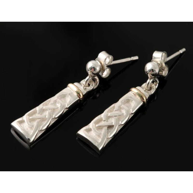Celtic Sterling Silver or 9ct Yellow Gold Drop Earrings - E364