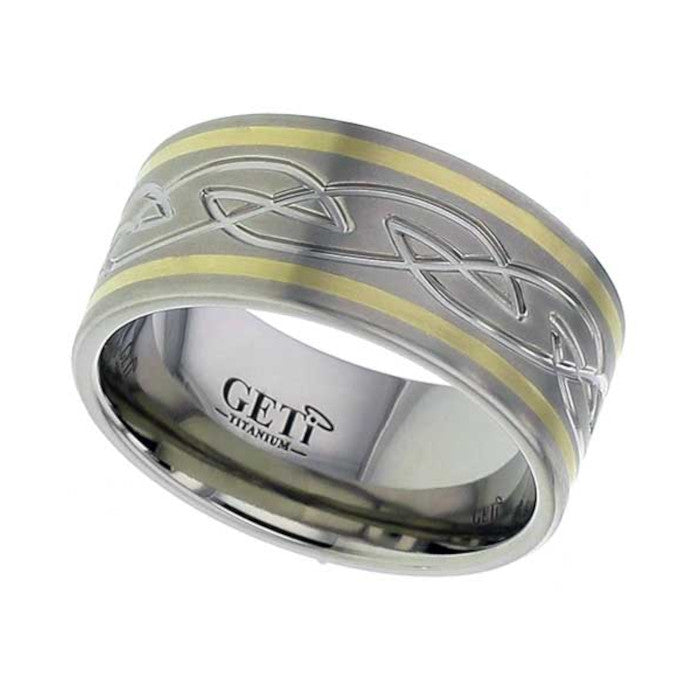 Titanium And Yellow Gold Celtic Ring - 2259i-18KY