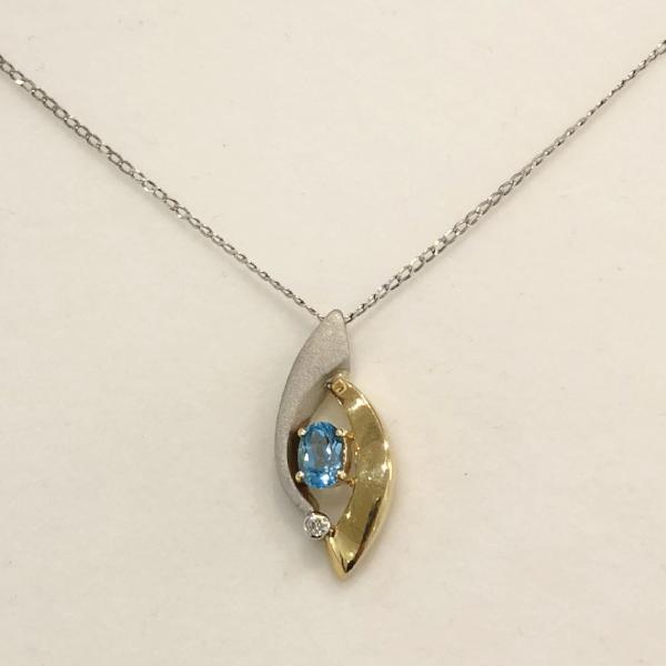 14ct White Gold And Blue Topaz Pendant - BLU22-Ogham Jewellery