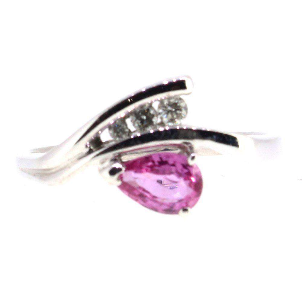 18 Carat White Gold Diamond and Pink Sapphire Dress Ring-Ogham Jewellery