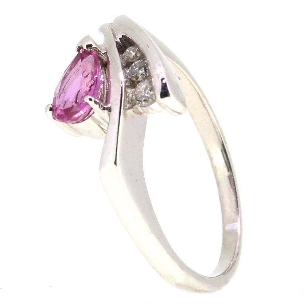 18 Carat White Gold Diamond and Pink Sapphire Dress Ring-Ogham Jewellery