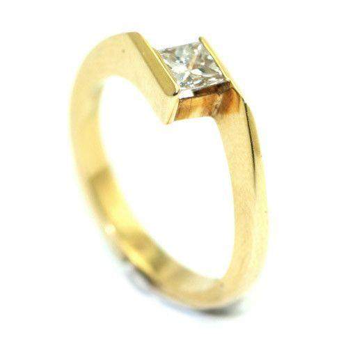18ct Gold Princess Cut Twist Diamond Engagement Ring 0.4ct-Ogham Jewellery