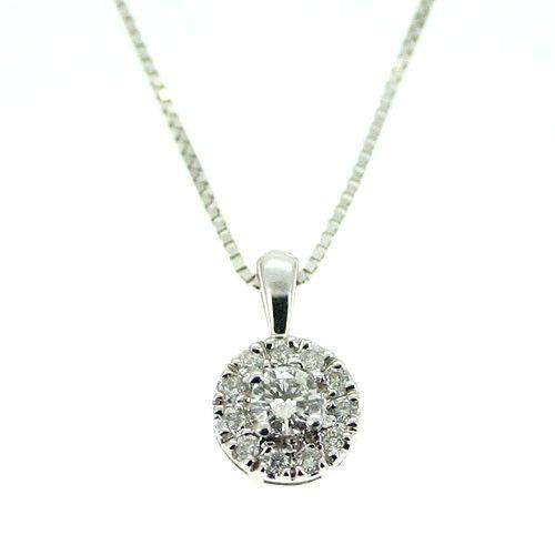 18ct White Gold Round Diamond Pendant P1875W-Ogham Jewellery
