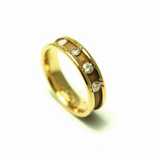 18ct Yellow Gold Diamond Set Wedding Band-Ogham Jewellery