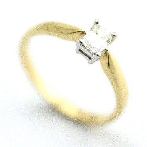 18ct Yellow Gold Emerald Cut Certificated Diamond Engagement Ring 0.33ct-Ogham Jewellery