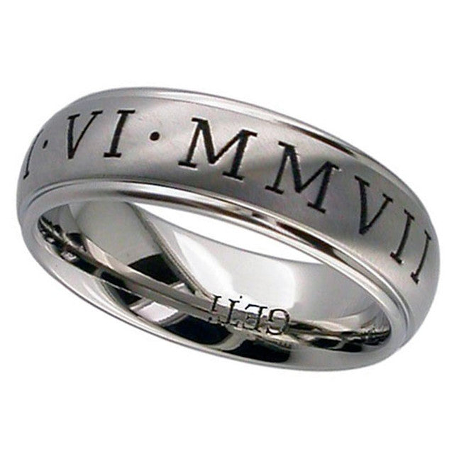 Titanium Wedding Ring With Roman Numerals - 2205RN