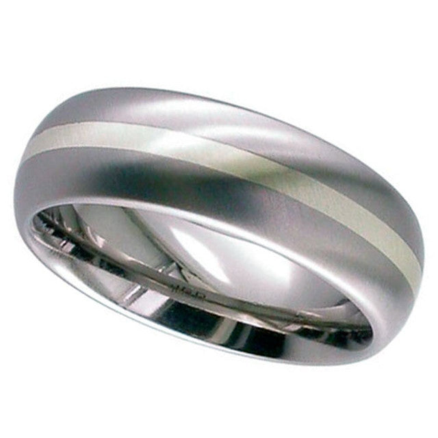 Titanium Ring With 9ct White Gold Inlay - 2210-9KWHITE