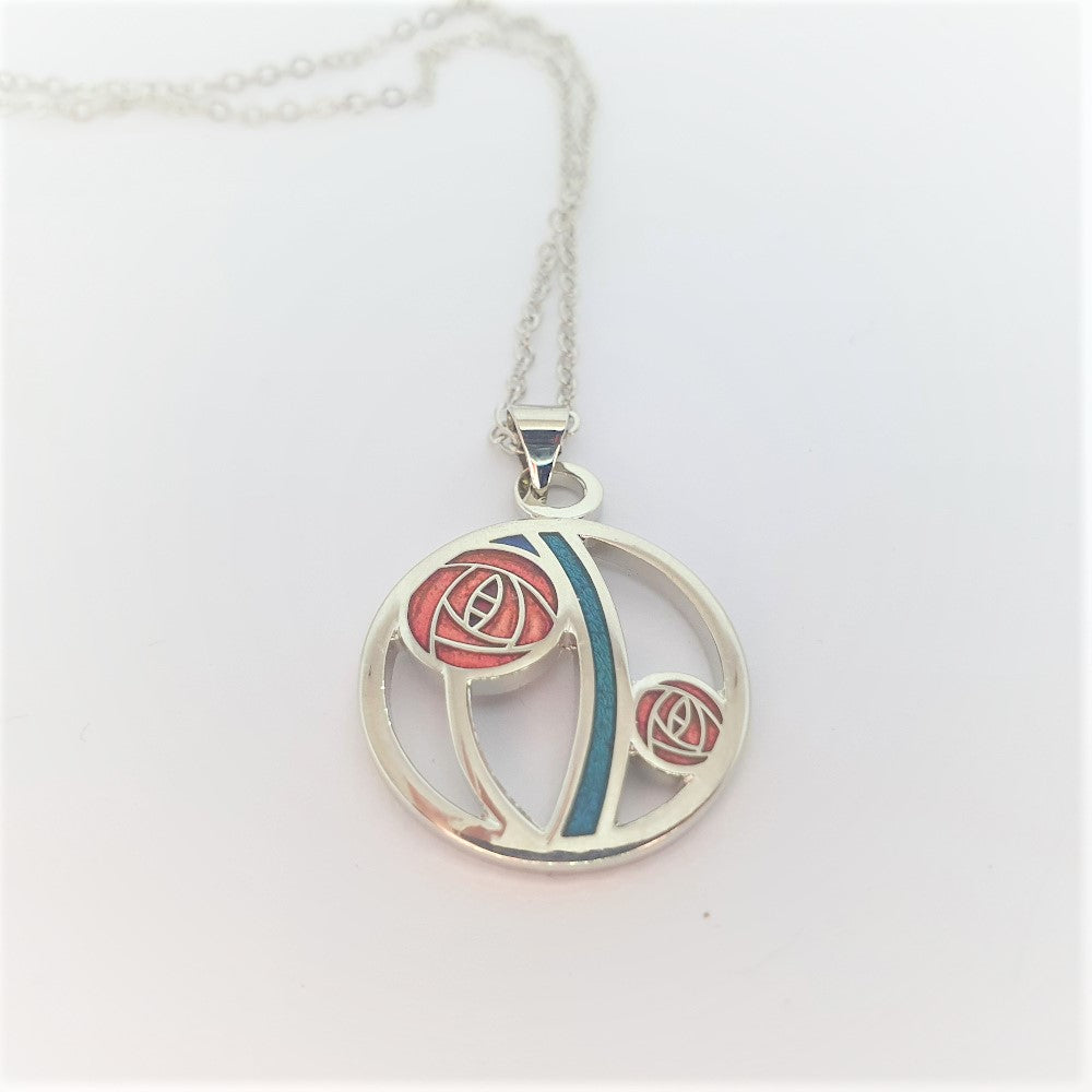 Sea Gems Red and Green Mackintosh Rose Pendant - 7681