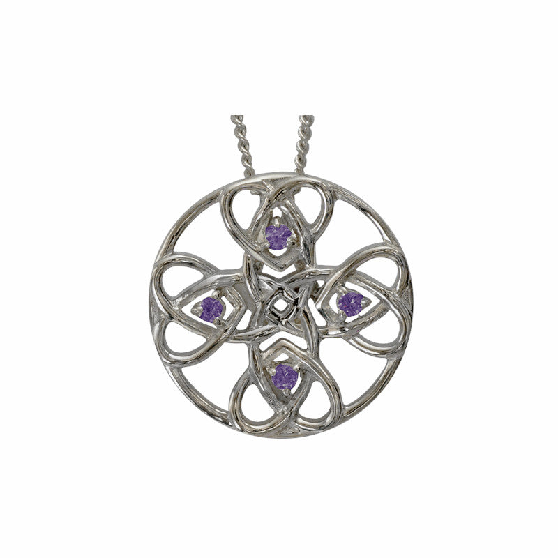 Sterling Silver And Amethyst Celtic Knotwork Pendant - 3135