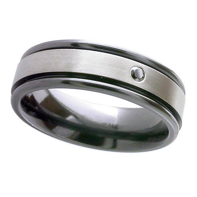 Zirconium & Diamond Ring - 4017RBDSBL-2.5MM