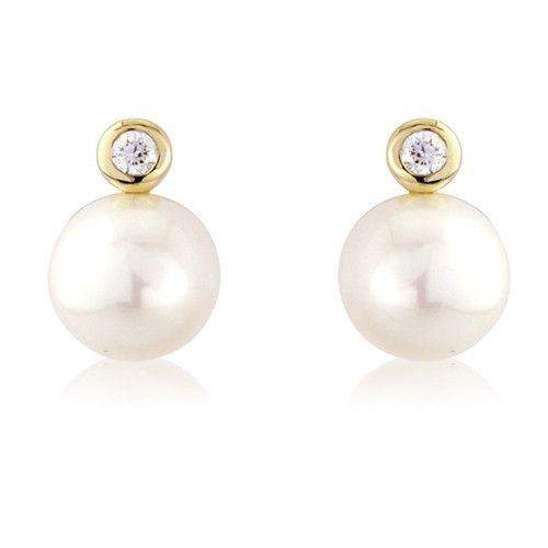 9ct Gold Diamond and Pearl Earrings - MM8F75DCP-Ogham Jewellery