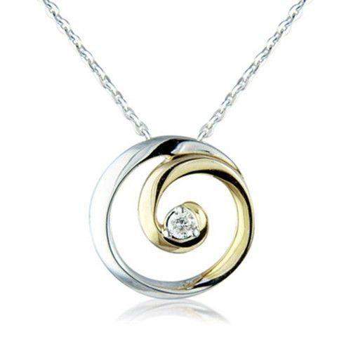 9ct White and Yellow Gold Circle Pendant 6L58D-Ogham Jewellery