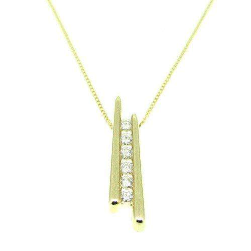 9ct Yellow Gold ladder Pendant With Diamonds -P1391-Ogham Jewellery