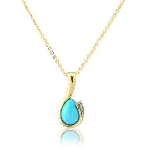 9ct Yellow Gold Turquoise & Diamond Pendant -MM6YDTQ-Ogham Jewellery