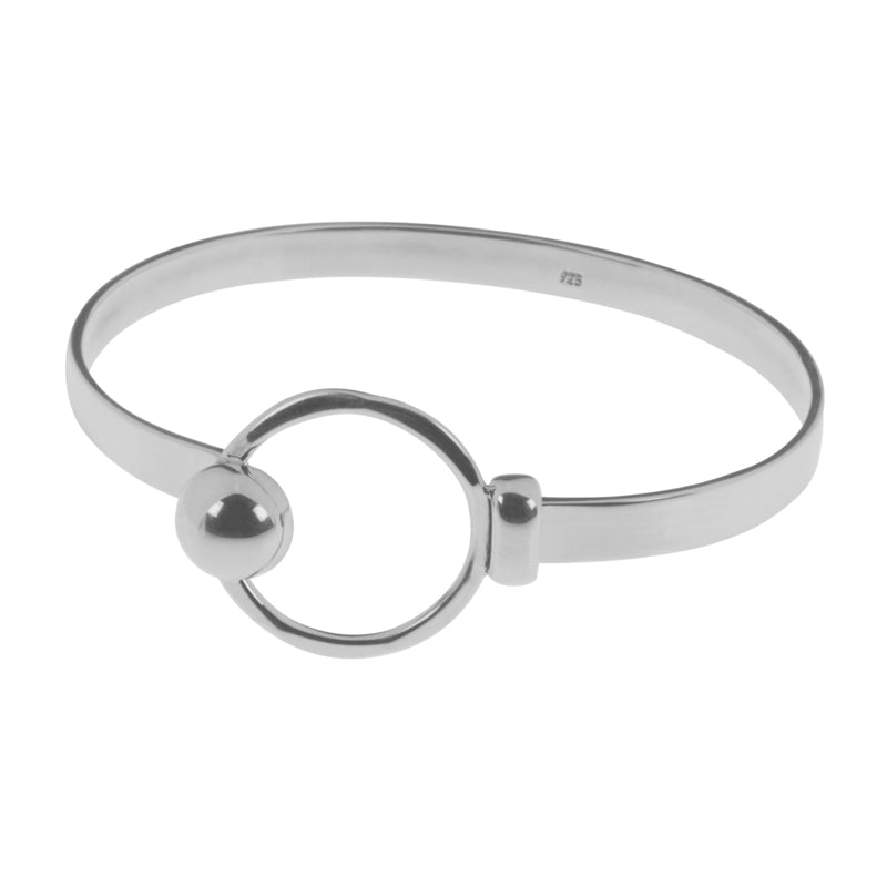 Sterling Silver Bangle With Circle Clasp  - BT2123