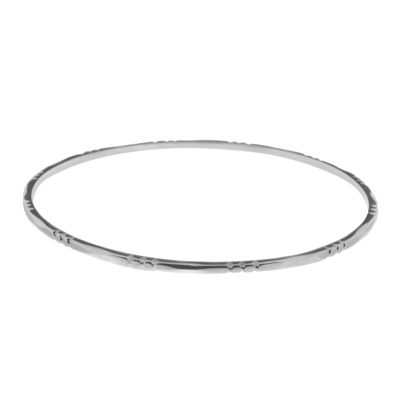 Contemporary Sterling Silver Textured Bangle - BT2162