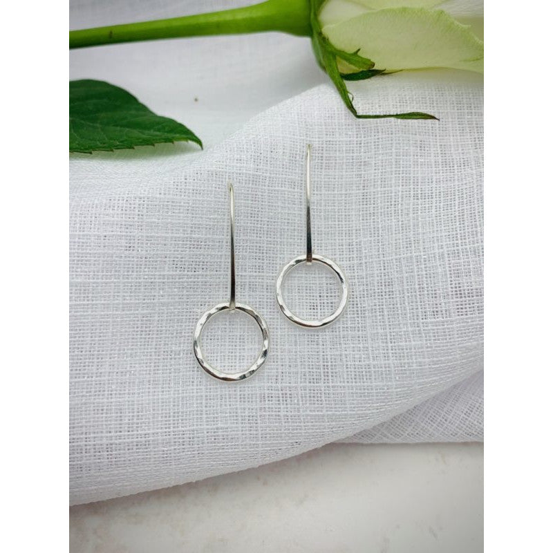 Circle Sterling Silver Drop Earrings