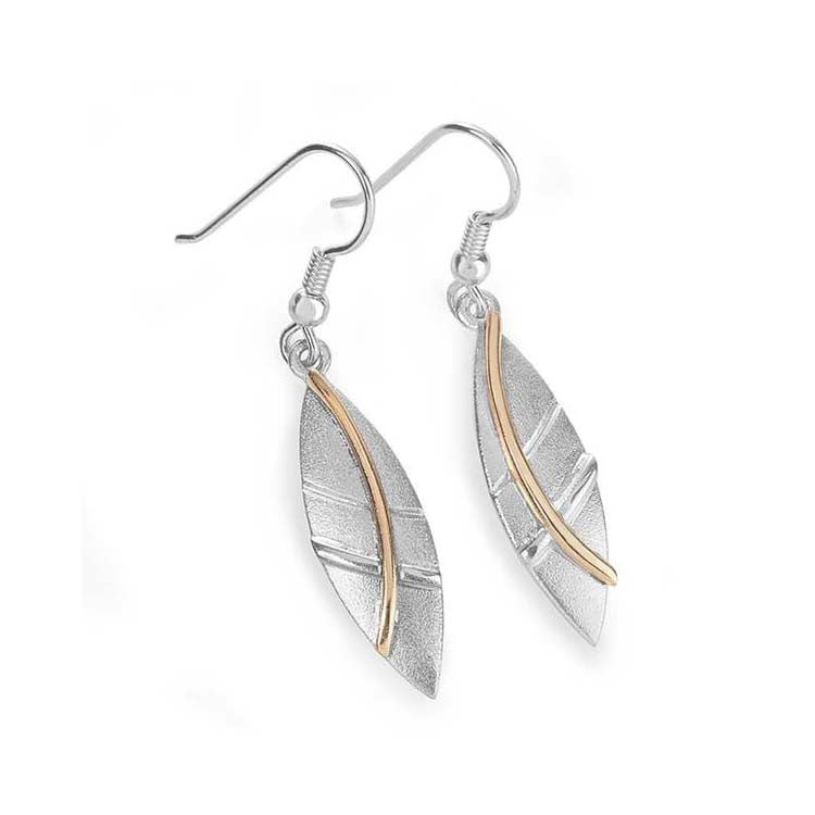 Heilan Sterling Silver or Silver and 9ct Yellow Gold Drop Earrings - 13124
