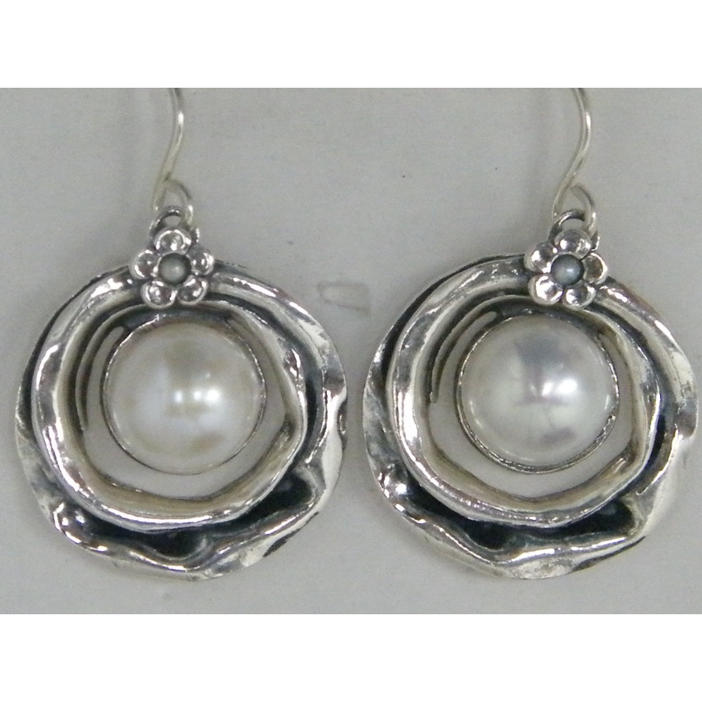 Shablool Designer Silver and Pearl Earrings - E01652