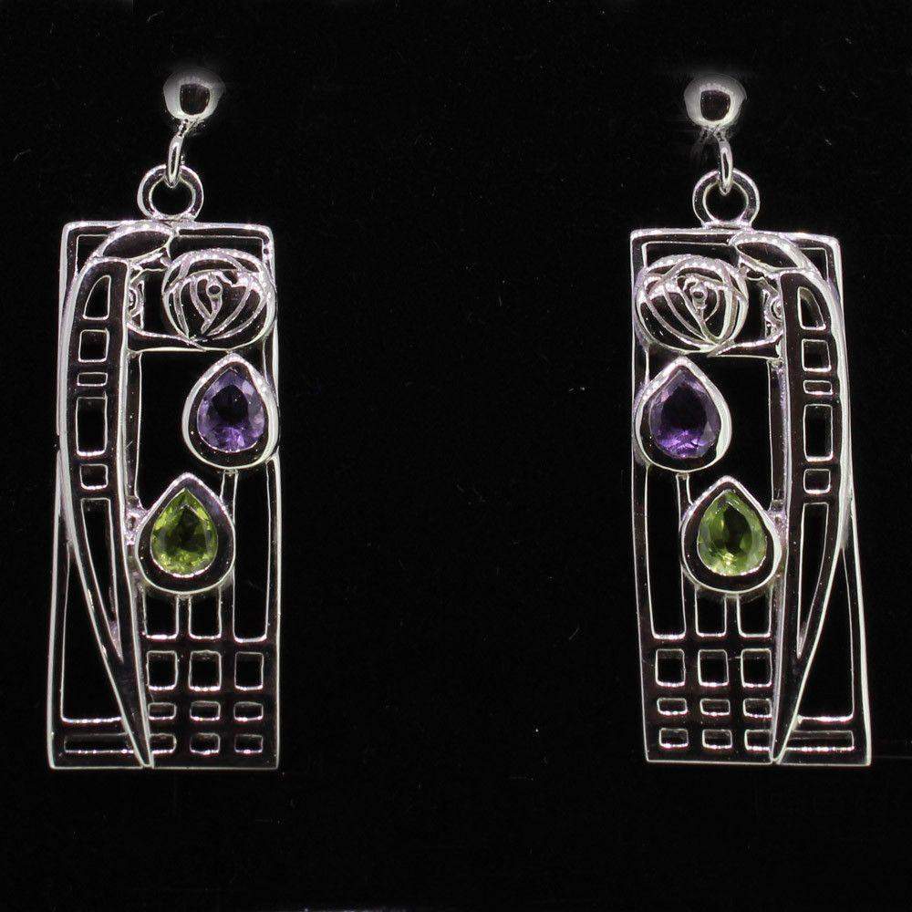 Cairn Sterling Silver And Gemstone Mackintosh Earrings - E311-Ogham Jewellery