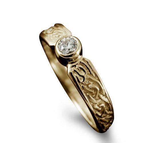 Celtic Diamond Ring in Gold, Platinum - Shetland-R128-Ogham Jewellery