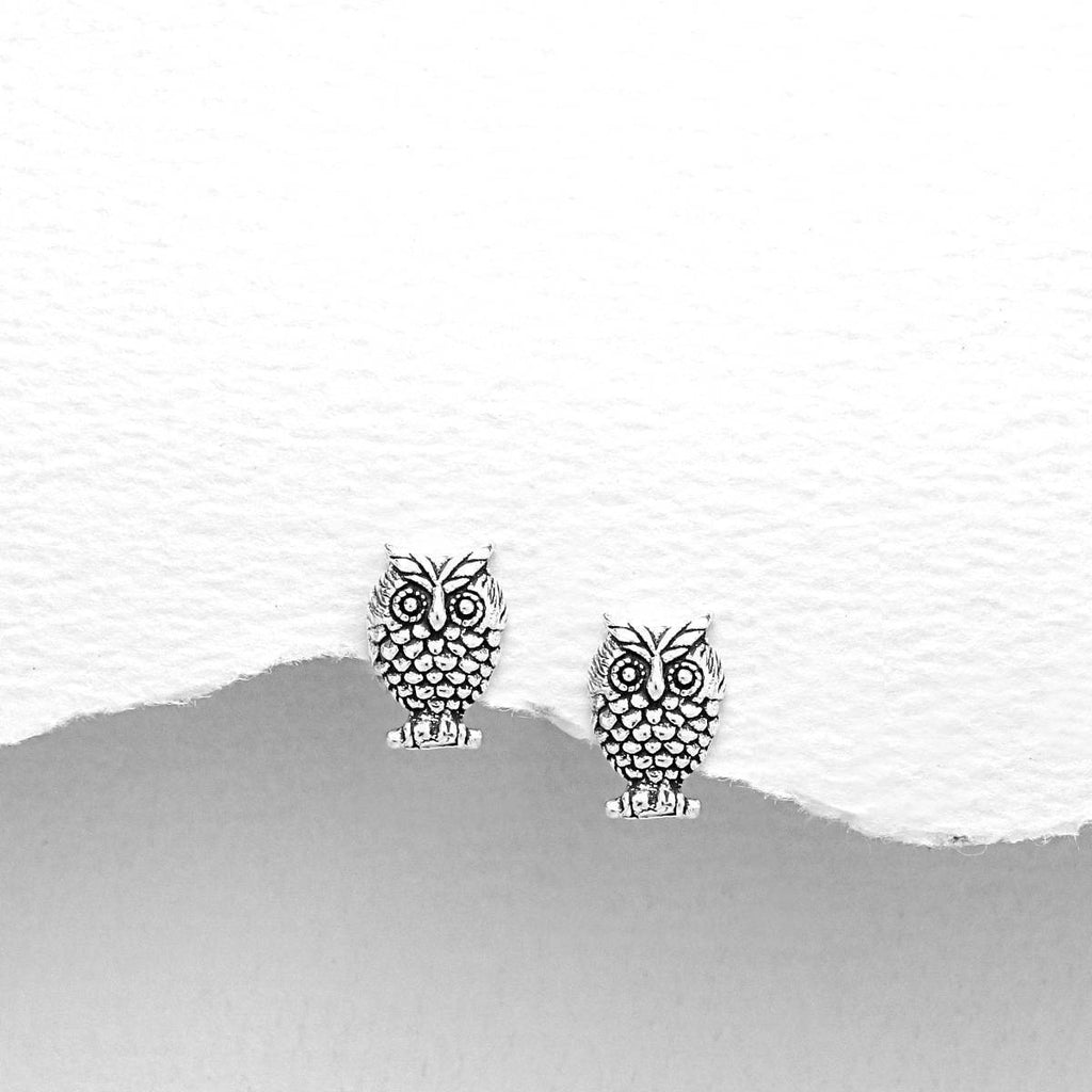 Children's Sterling Silver Owl Earrings-Ogham Jewellery