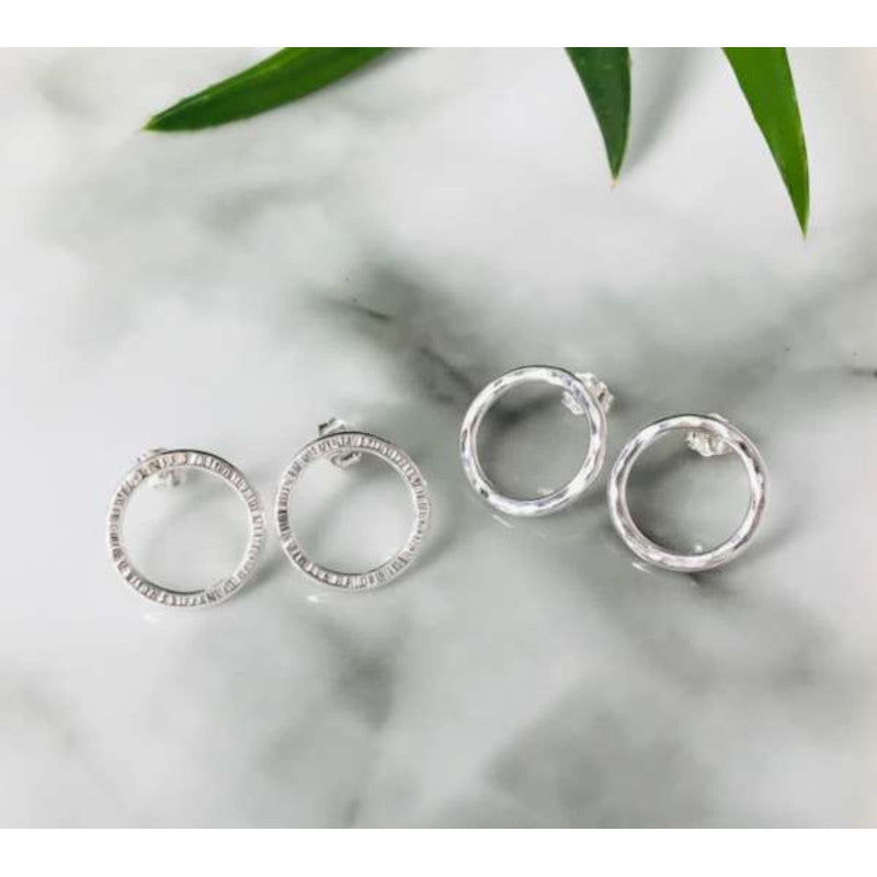 Mini Circle Sterling Silver Stud Earrings