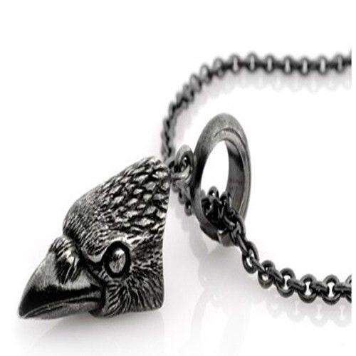 Crow Head Oxidised Silver Pendant-Ogham Jewellery