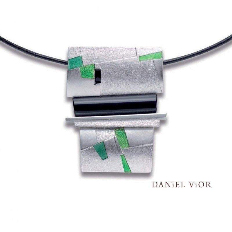 Daniel Vior Clasto Onyx Green Enamel Necklace - 765740-Ogham Jewellery