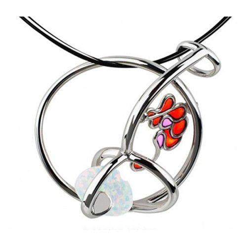 Daniel Vior Silver, Opal & Enamel Designer Necklace - Matriu-Ogham Jewellery