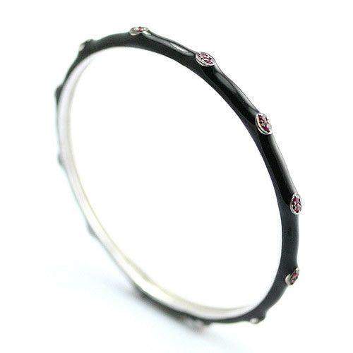 Sterling Silver Enamel and Ruby Bangle-719R-Ogham Jewellery