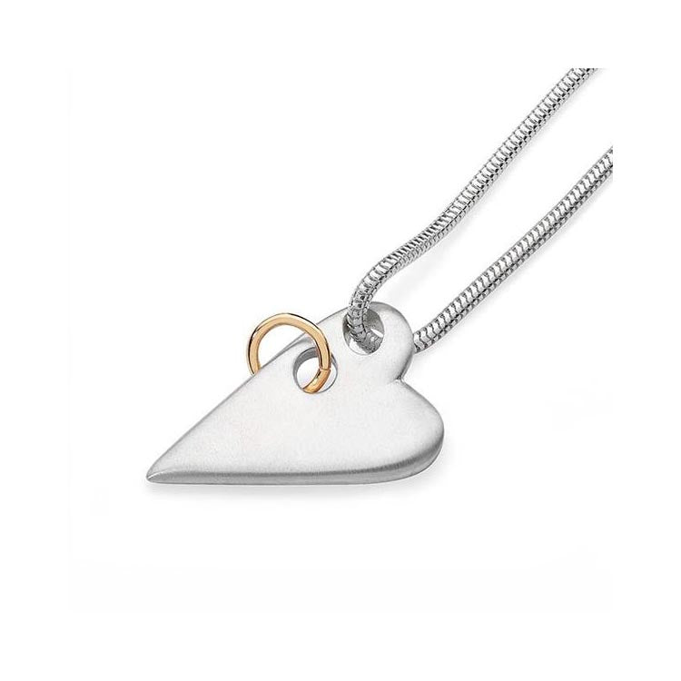 Folk Heart Sterling Silver and 9ct Yellow Gold Pendant - 12079