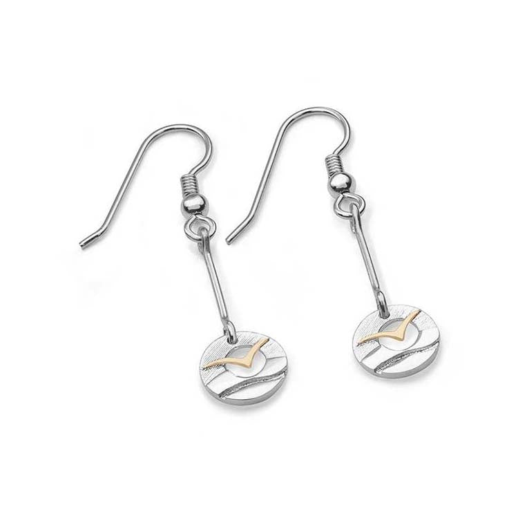 Glide Sterling Silver or Sterling Silver and 9ct Yellow Gold Drop Earrings - 13119