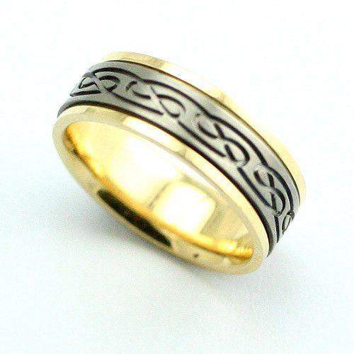 Gold Bi-Colour Rotating Celtic Ring - W3998K - J-W-Ogham Jewellery