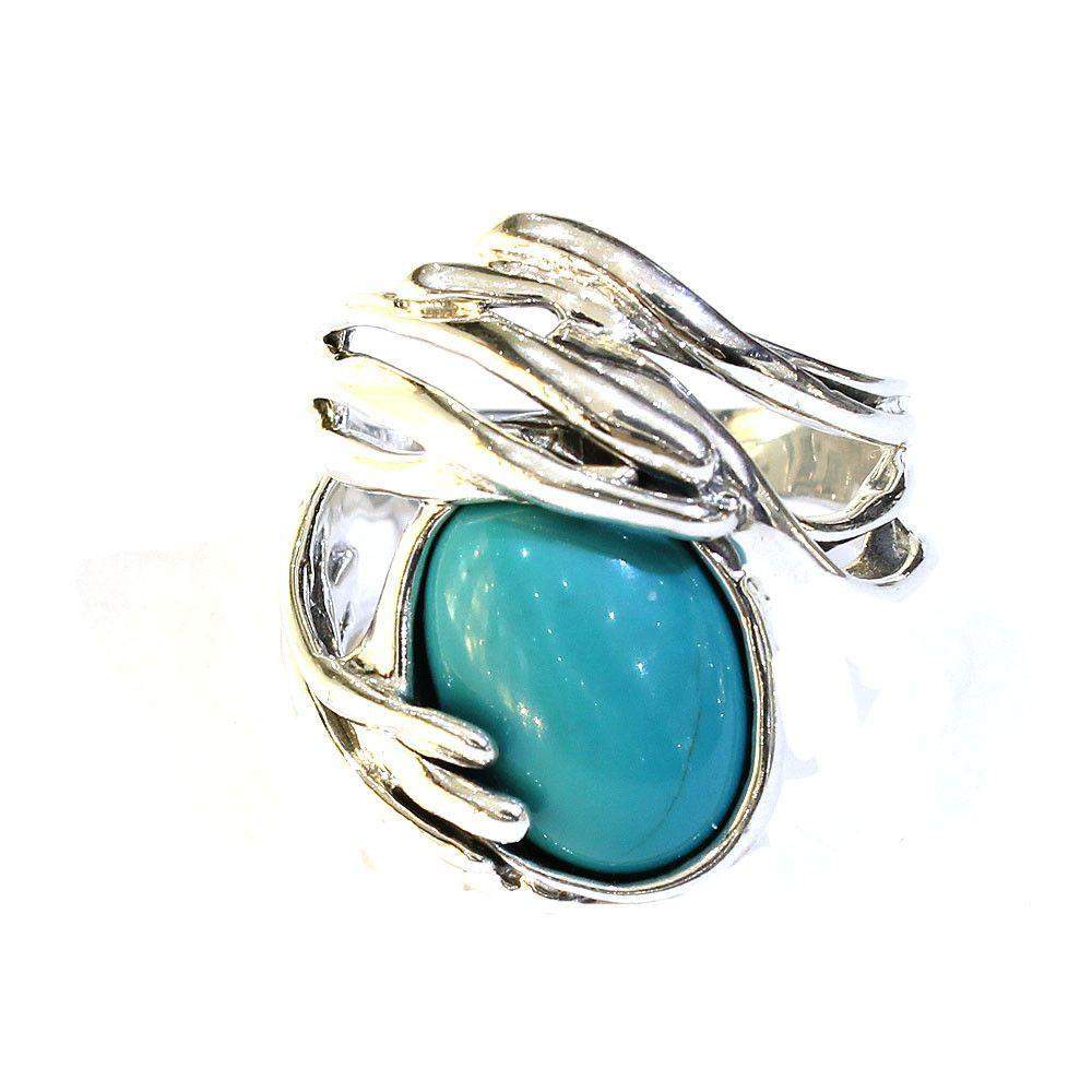 Hagit Gorali Silver And Turquoise Ring - M205-Ogham Jewellery