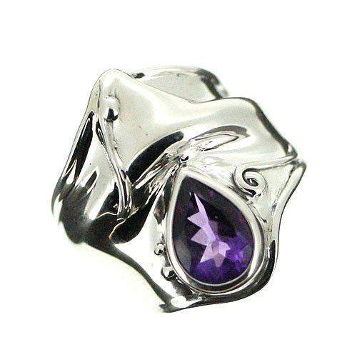 Hagit Gorali Sterling Silver And Amethyst Ring-D162-Ogham Jewellery