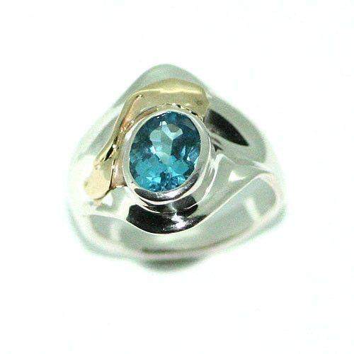 Hagit Gorali Sterling Silver Gold &Topaz Ring-HRC154-Ogham Jewellery