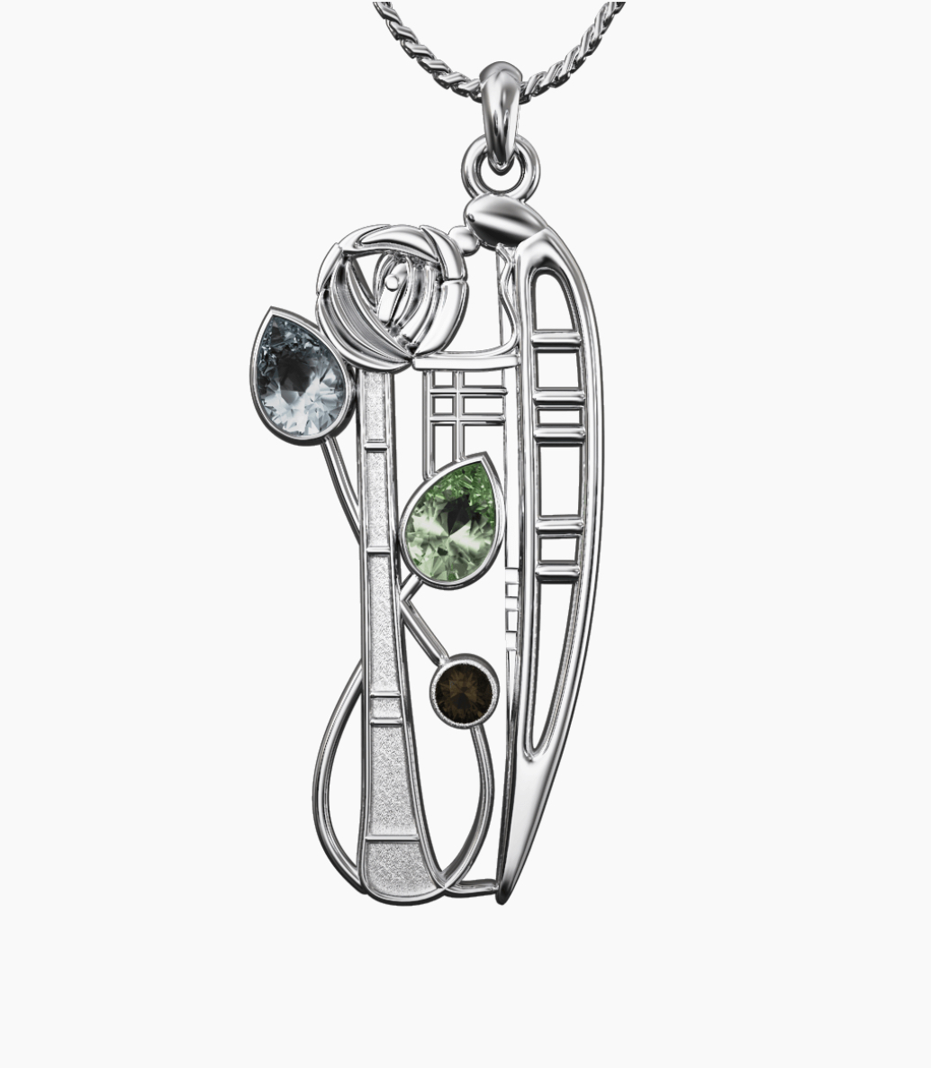 Sterling Silver And Gemstone Mackintosh Pendant - P375