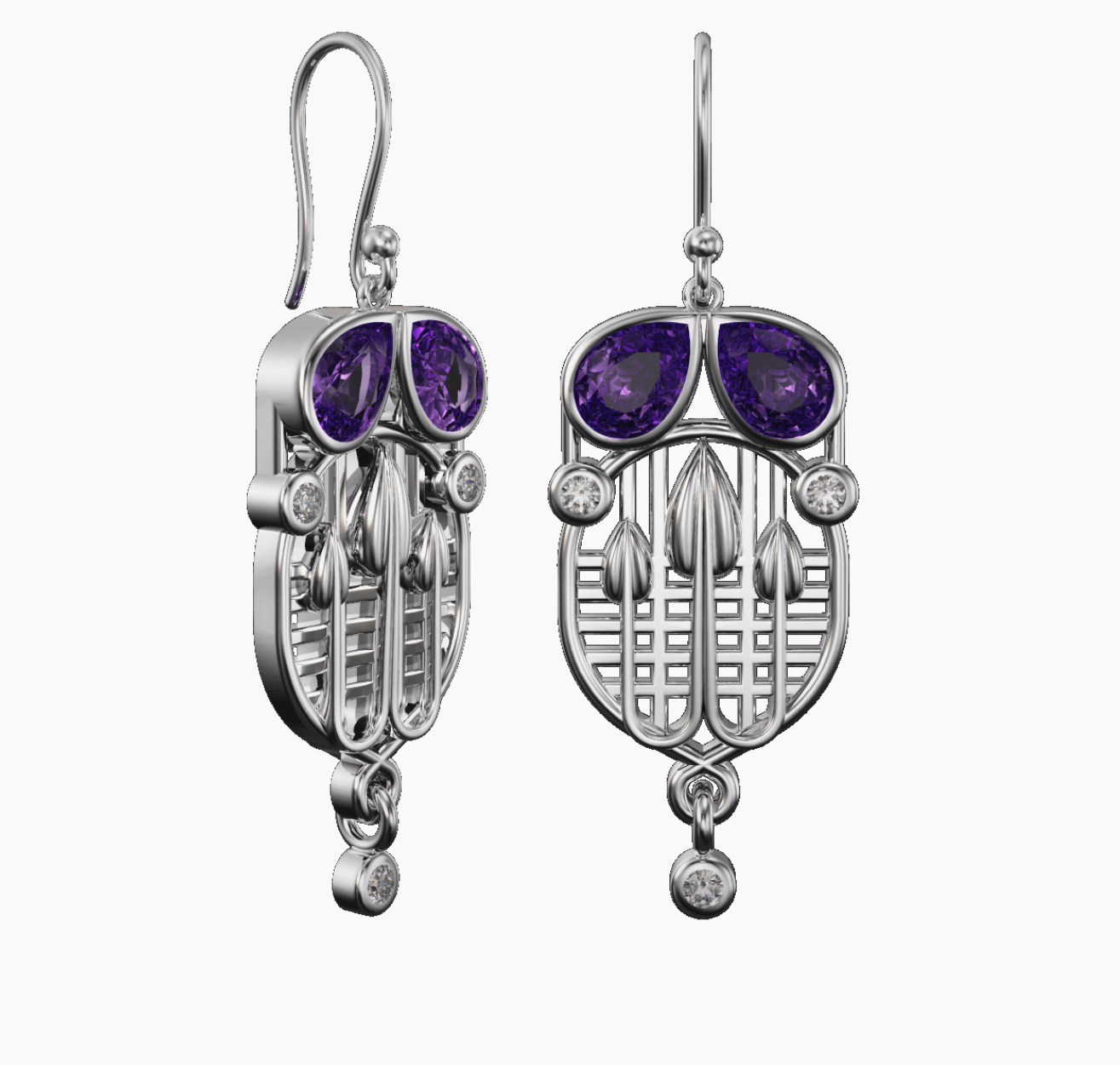 Sterling Silver And Gemstone Mackintosh Earrings - E227C