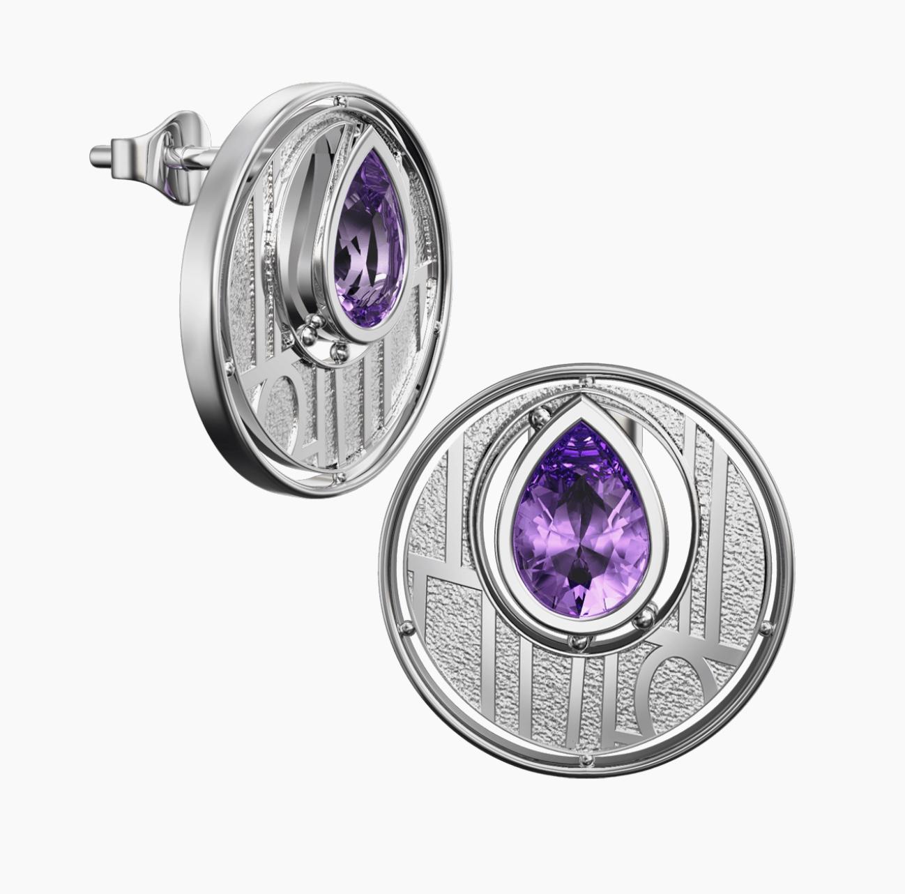 Sterling Silver And Gemstone Mackintosh Earrings - E136