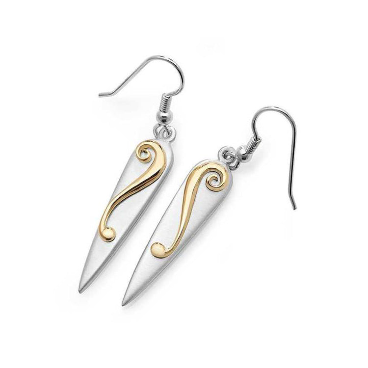 Lyradale Sterling Silver, 9ct Yellow Gold or Silver and 9ct Yellow Gold Drop Earrings - 13048/23048