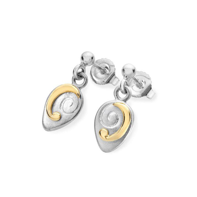 Lyradale Sterling Silver or Silver and 9ct Yellow Gold Drop Earrings - 13048_1